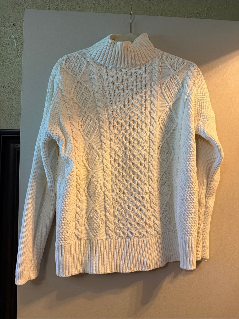 J. Crew Cream Cable Knit Turtleneck Sweater - size s